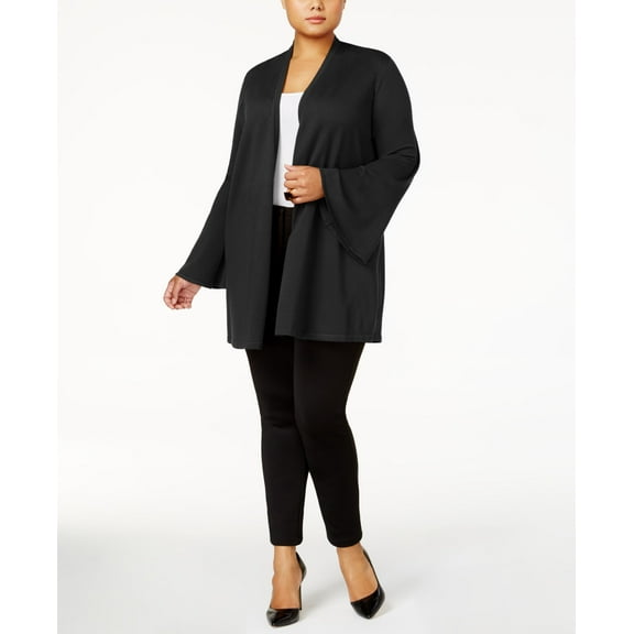 Alfani Plus Size Open Front Cardigan Deep Black 0X