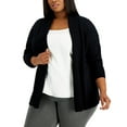 thumbnail image 1 of Alfani Plus Size Open Front Cardigan Deep Black 2X, 1 of 1