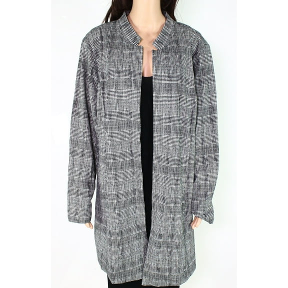 Alfani Plus Size Plaid Menswear Jacket Black/White 22W