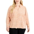 thumbnail image 1 of Alfani Plus Size Printed Button Front Blouse Coral Mini Zebra 4X, 1 of 1
