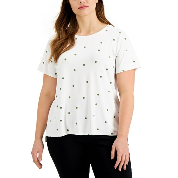 Alfani Plus Size Printed Crewneck T-Shirt Cali Lily 1X