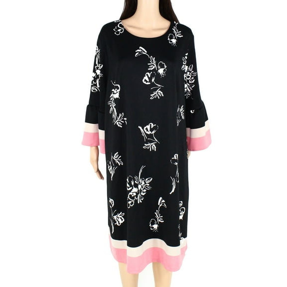 Alfani Plus Size Printed Scuba Dress Black 18W
