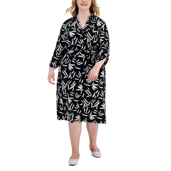 Alfani Plus Size Printed Shirtdress Abstract Print 3X