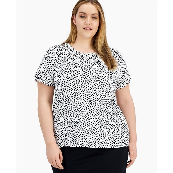 Alfani Plus Size Printed T-Shirt Calla Lily Cream 0X