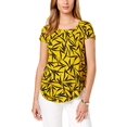 thumbnail image 1 of Alfani Plus Size Printed T-Shirt Womens shirt MSRP $65 Yellow 0X, 1 of 1
