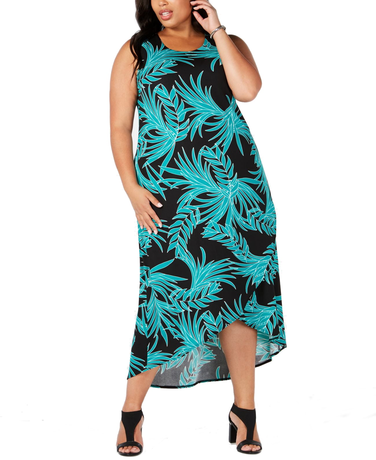 Alfani Plus Size Printed Tulip-Hem Maxi Dress 4X – Navy