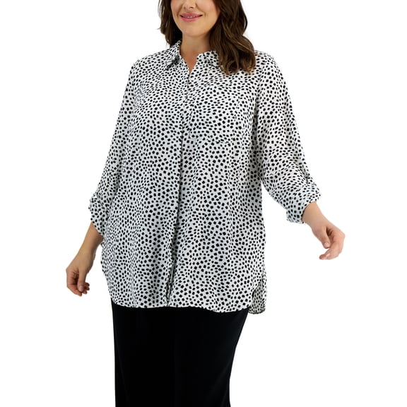 Alfani Plus Size Printed Utility Tunic Contour Square 1X