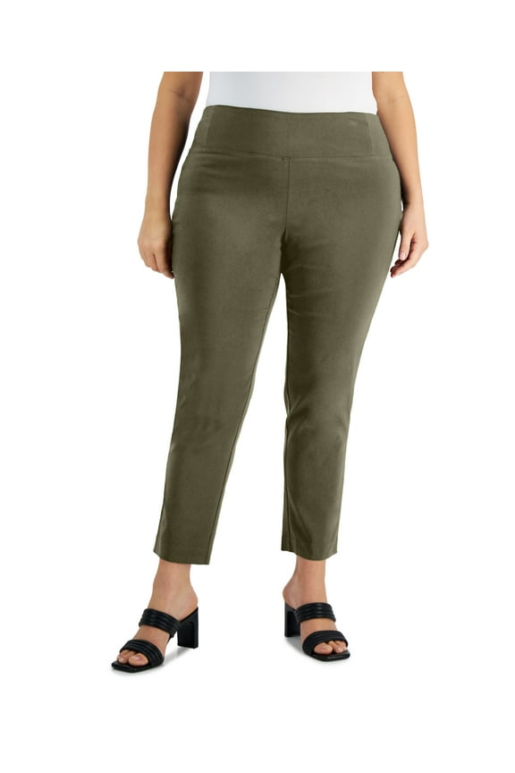 Plus Size Pull On Skinny Pants Burnt Olive 24W