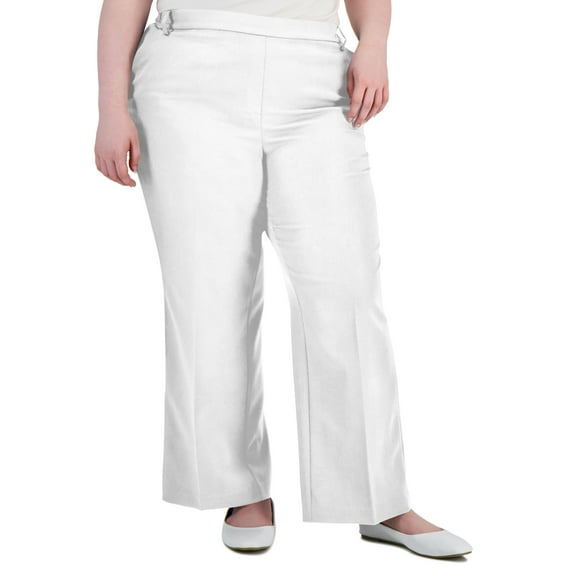 Alfani Plus Size Pull On Wide Leg Pants Bright White 18W