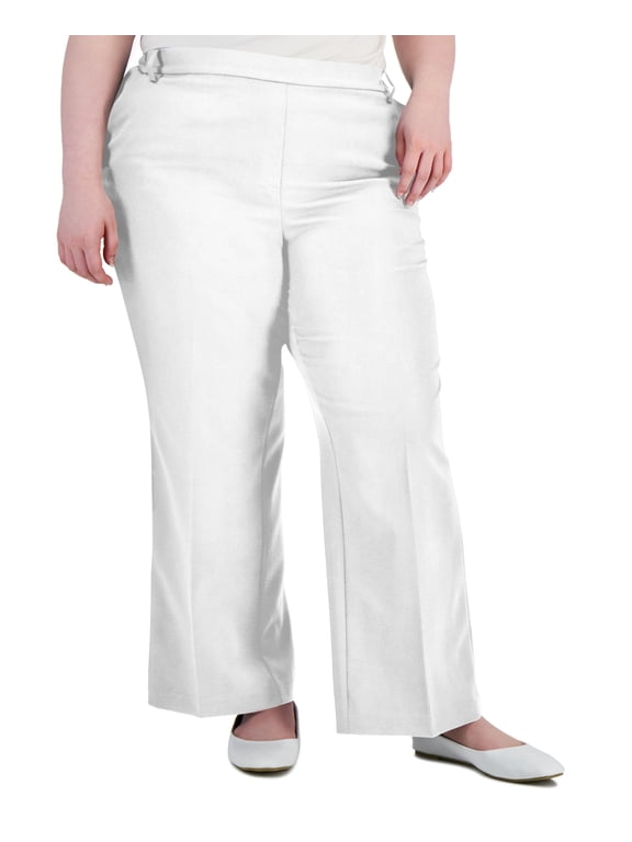 Plus Size Pull On Wide Leg Pants Bright White 20W