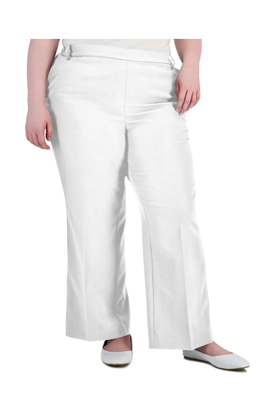 Plus Size Pull On Wide Leg Pants Bright White 22W