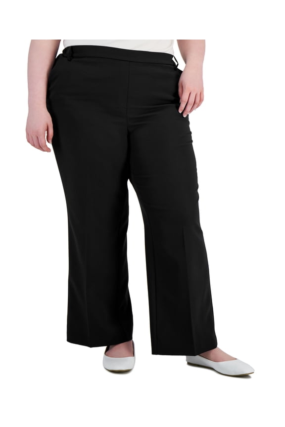 Plus Size Pull On Wide Leg Pants Deep Black 18W