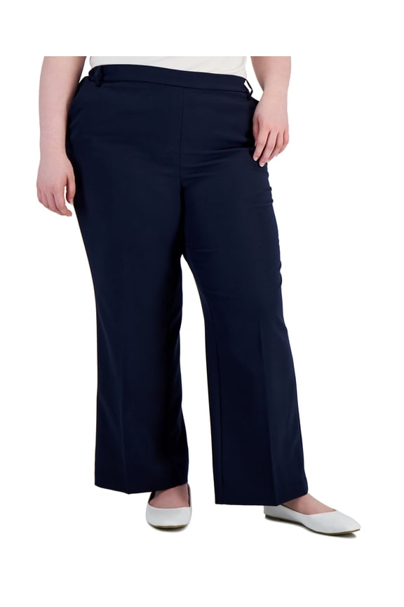 Plus Size Pull On Wide Leg Pants Modern Navy 16W