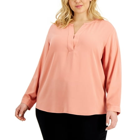 Alfani Plus Size Shirttail Top Sunrise Coral 4X