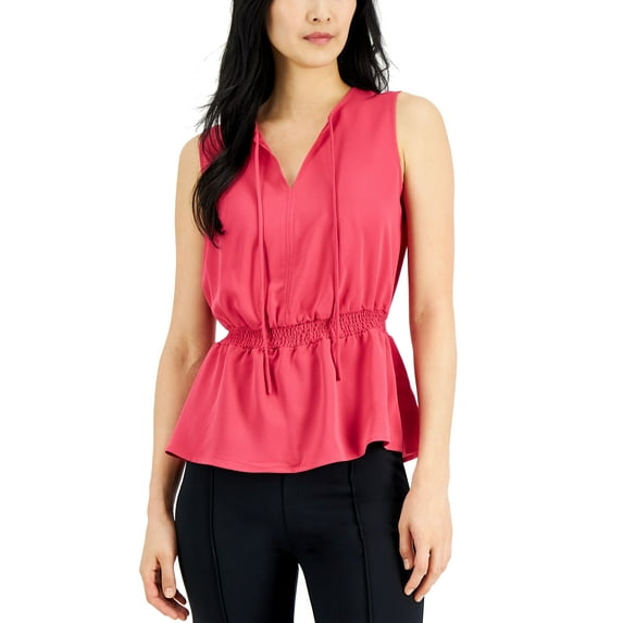 Alfani Plus Size Smocked Waist Top Berry Haze 2X