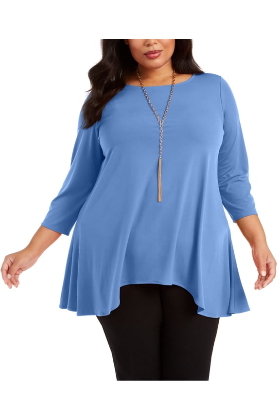 Plus Size Solid Swing Top Perf Periw 2X