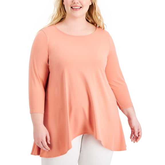 Alfani Plus Size Solid Swing Top Sunrise Co 2X