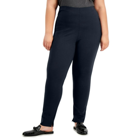 Alfani Plus Size Split Hem Pull On Pants Modern Navy 3X