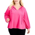 thumbnail image 1 of Alfani Plus Size Stretch Crepe Balloon Sleeve Top Fuchsia Flame 3X, 1 of 1
