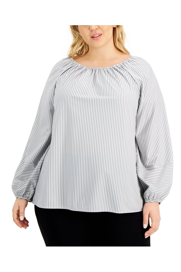 Plus Size Striped Convertible Top Deep Black 2X
