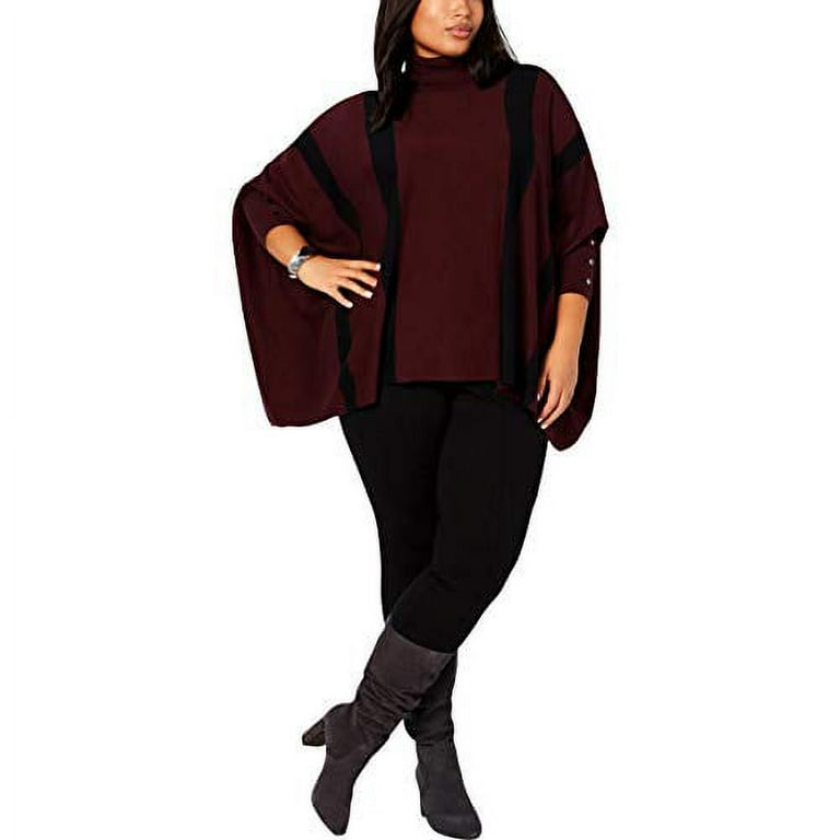 Alfani striped shop poncho sweater