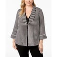 thumbnail image 1 of Alfani Women's Plus Striped 3/4 Sleeve Shawl Collar Robe Blazer Size 1X, 1 of 2