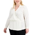thumbnail image 1 of Alfani Plus Size Surplice Peplum Blouse Calla Lily 2X, 1 of 1