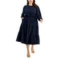 thumbnail image 1 of Alfani Plus Size Tiered Midi Dress Modern Navy 18W, 1 of 1