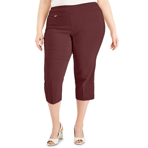 Alfani Plus Size Tummy Control Capri Pants Crimson 28W