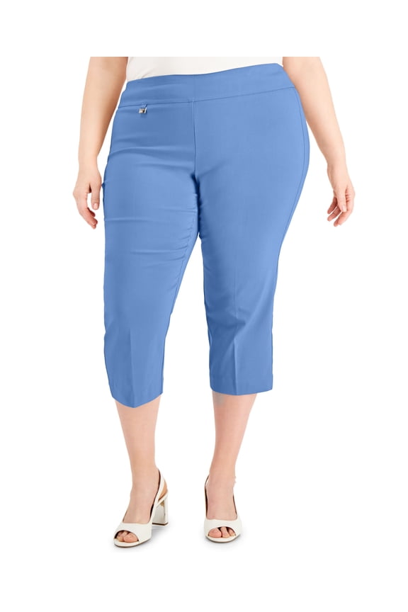 Plus Size Tummy Control Capri Pants Perf Periwinkle 28W