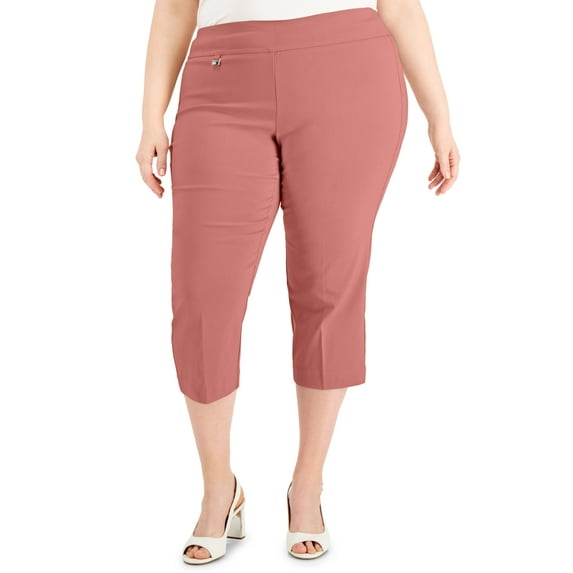 Alfani Plus Size Tummy Control Capri Pants Sunrise Coral 14W