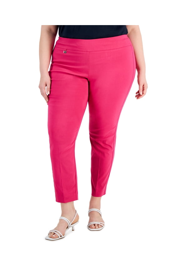 Plus Size Tummy Control Pull On Skinny Pants Berry Haze 24W