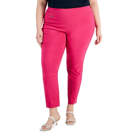 Alfani Plus Size Tummy Control Pull On Skinny Pants Berry Haze 24W