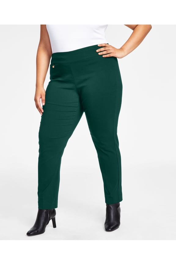 Plus Size Tummy Control Pull On Skinny Pants Rain Forest 14W
