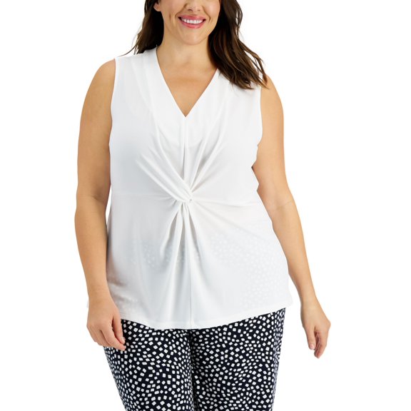 Alfani Plus Size Twisted Tank Top Bright White 2X