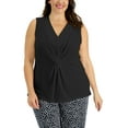 thumbnail image 1 of Alfani Plus Size Twisted Tank Top Deep Black 0X, 1 of 1