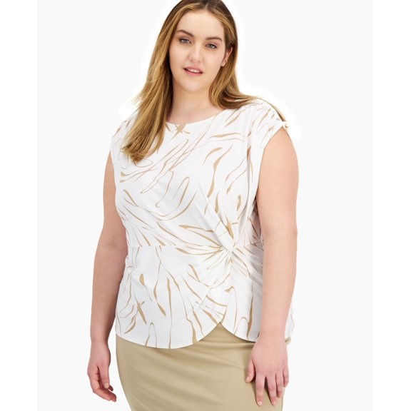 Alfani Plus Size Twisted Top Calla Lily 3X
