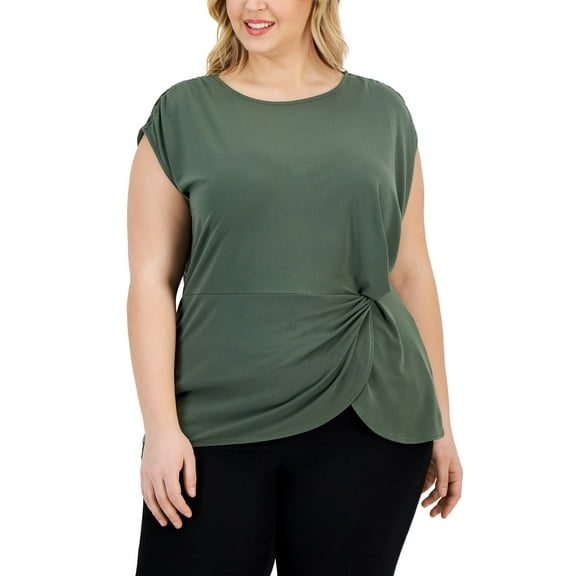 Alfani Plus Size Twisted Top Lush Sage 0X