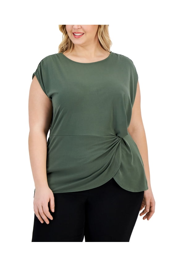 Plus Size Twisted Top Lush Sage 0X