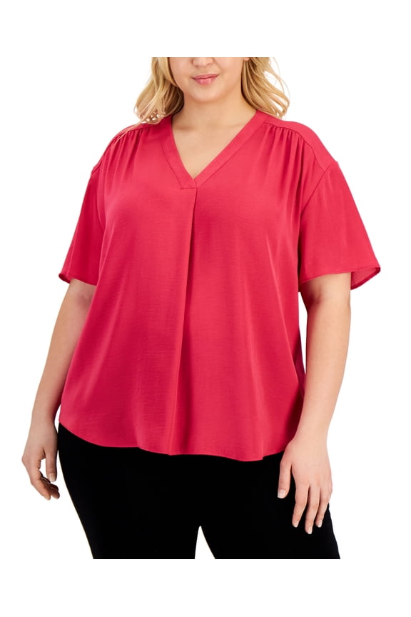 Plus Size V Neck Top Berry Haze 0X