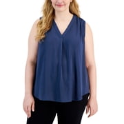 Alfani Plus Size V Neck Top Sargasso Sea 2X