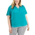 thumbnail image 1 of Alfani Plus Size V Neck Top Teal Oasis 1X, 1 of 2