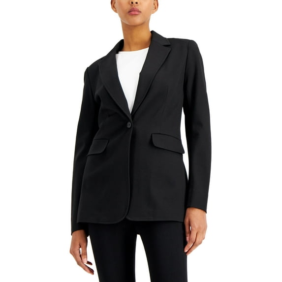 Alfani Ponte Knit Blazer Deep Black XS