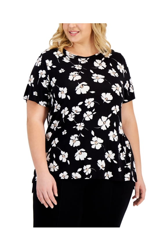 Printed Crewneck T-Shirt Deep Black S