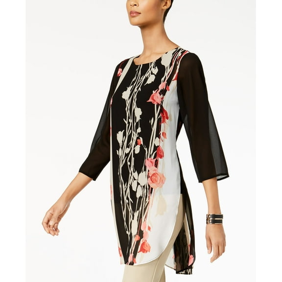 Alfani Printed High Low Tunic Juliet Rose XS