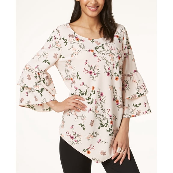 Alfani Printed Tiered Sleeve Top Emma Botanical S