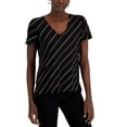 thumbnail image 1 of Alfani Printed V Neck T-Shirt Deep Black S, 1 of 1