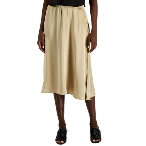 Alfani Ribbed Waist Midi Skirt Fresh Almond S