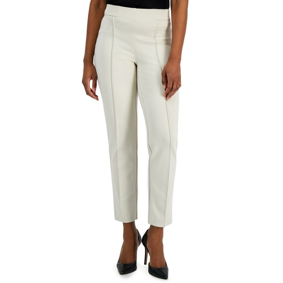 Alfani Seamed High Rise Pull On Pants Oatmeal M