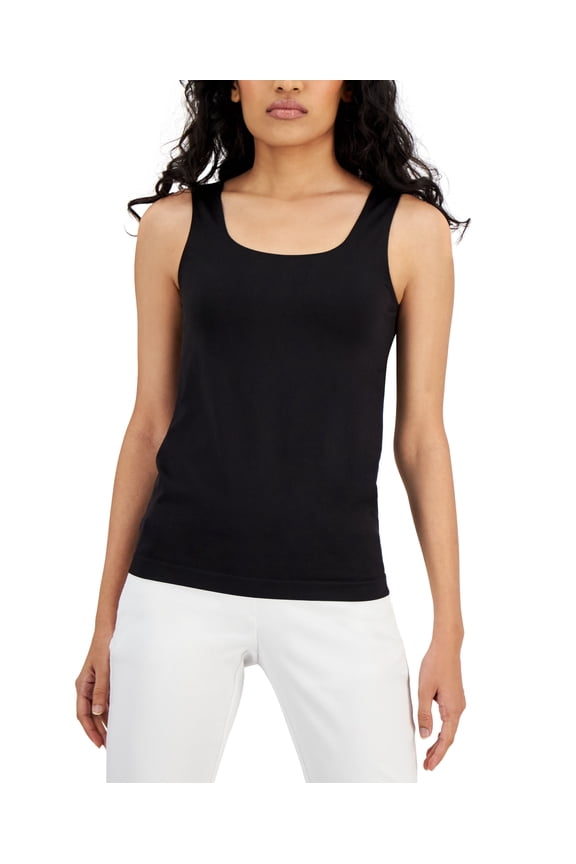 Seamless Scoop Neck Tank Top Deep Black XS